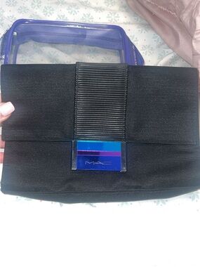 MAC Cosmetics Black Cosmetic Bag with Iridescent Blue Accent